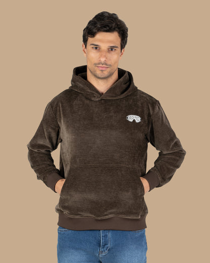 Brown Plain Velvet  Hoodie