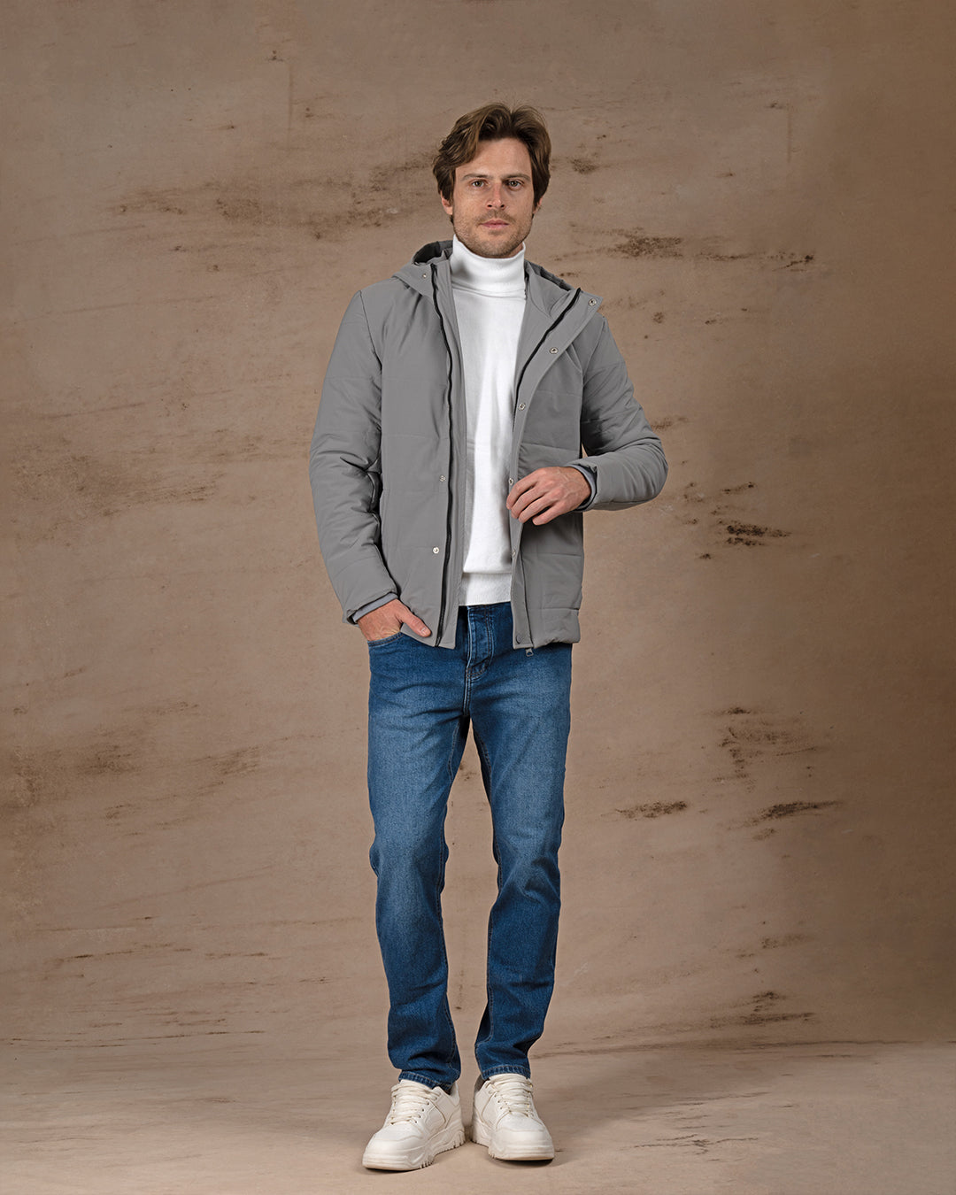 Gray Regular fit waterproof jacket
