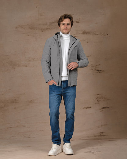 Gray Regular fit waterproof jacket