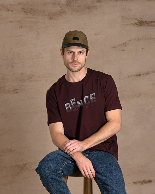 Dark purple printed Cotton T-shirt