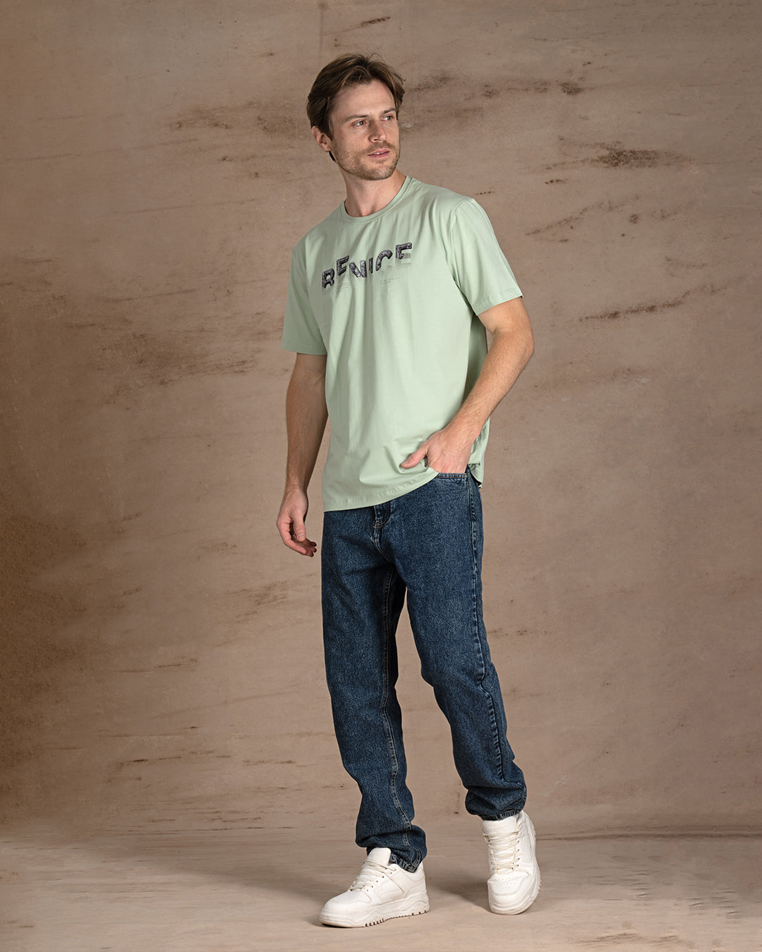 Light Green  printed Cotton T-shirt