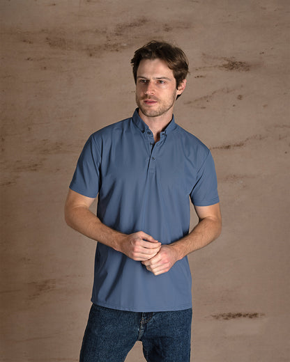 Indigo Cotton Polo Shirt Short sleeves