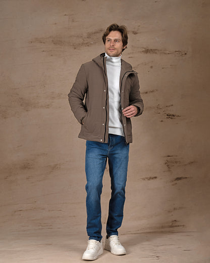 Dark Brown Regular fit waterproof jacket