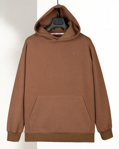 Brown Plain Cotton Hoodie (Big Size)