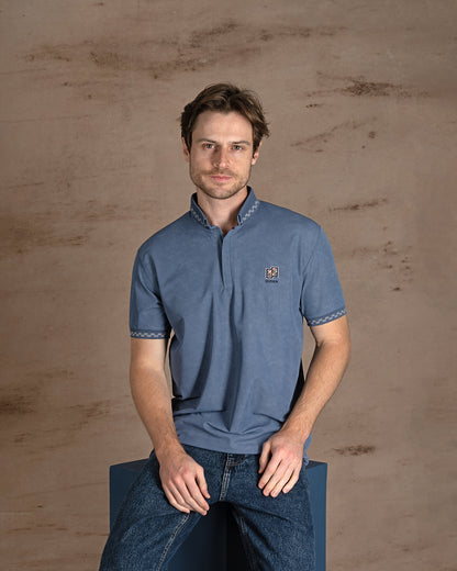 Indigo Turkish cotton Polo Shirt Short sleeves