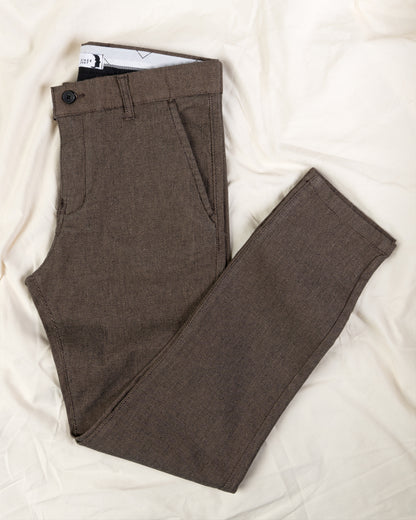 Camel Textured Classic Slim-Fit  Pants