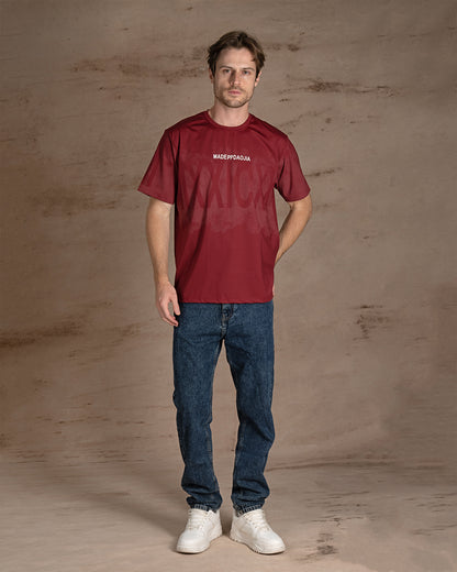 Burgundy printed Cotton T-shirt