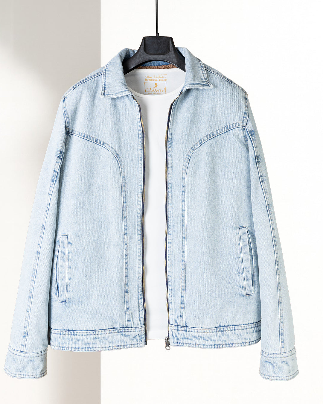 Ice-Blue Lined Denim Jacket