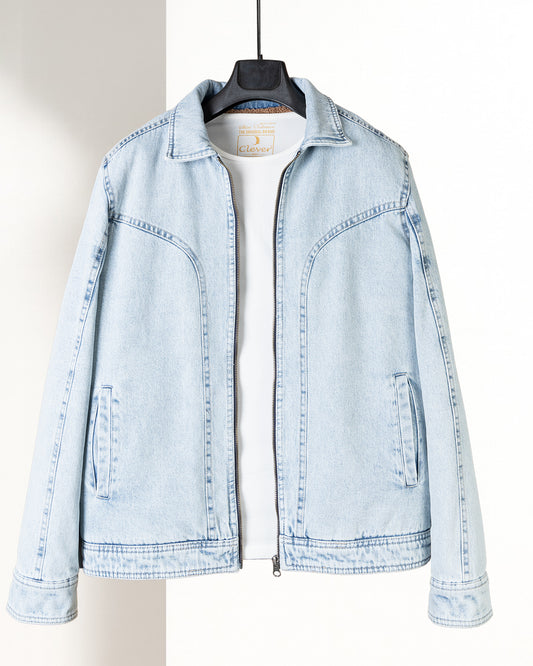 Ice-Blue Lined Denim Jacket