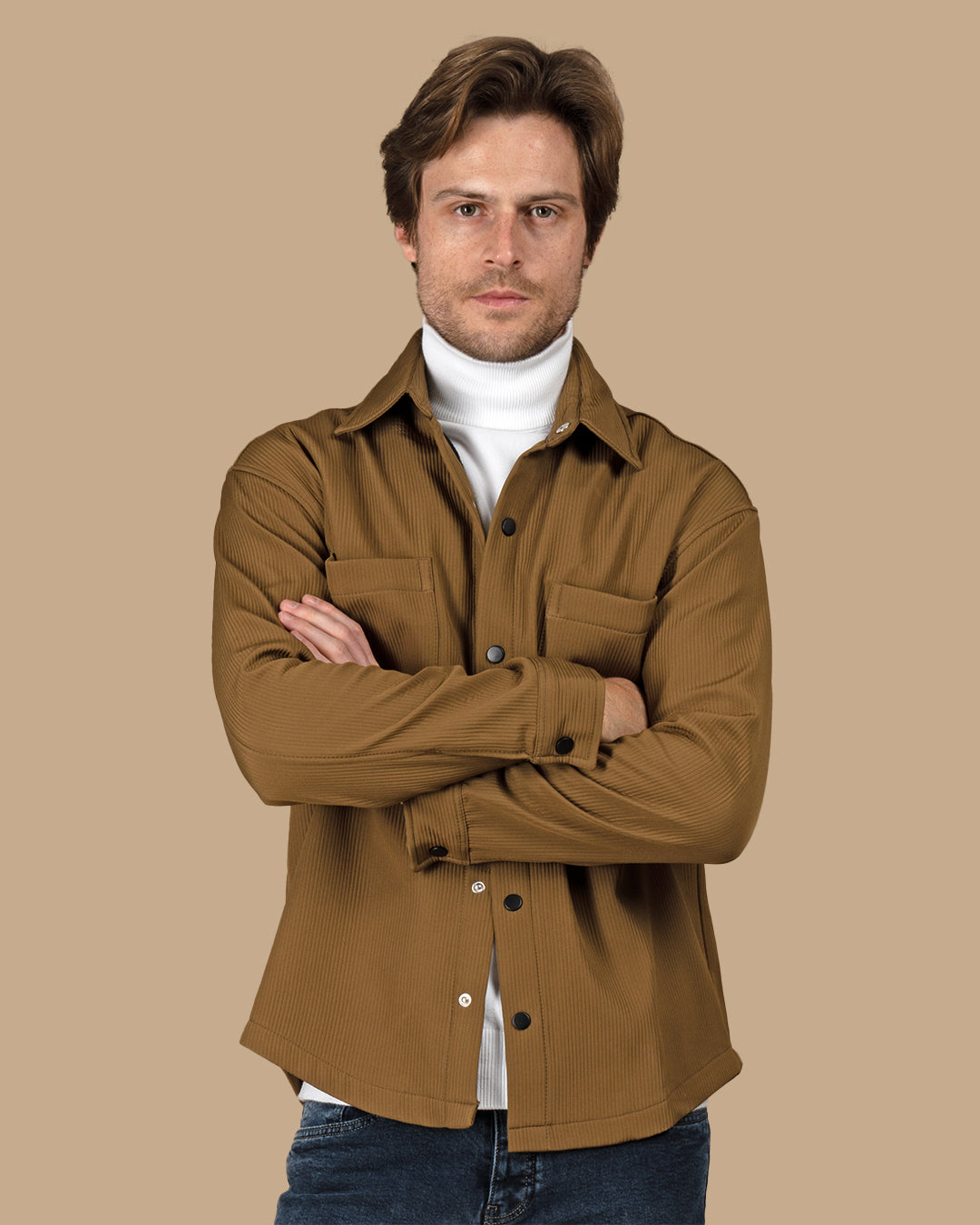 Brown waterproof winter shirt