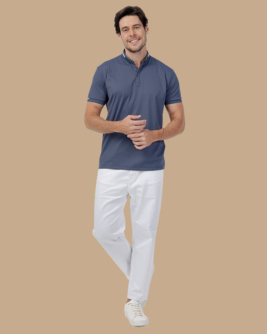 Indigo Cotton Polo Shirt