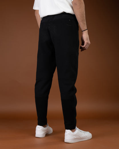Black Flex Zip-Pocket Cotton Joggers