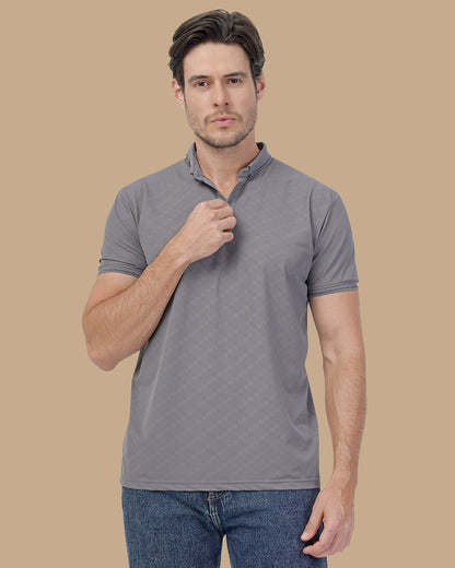 Gray Cotton Polo Shirt