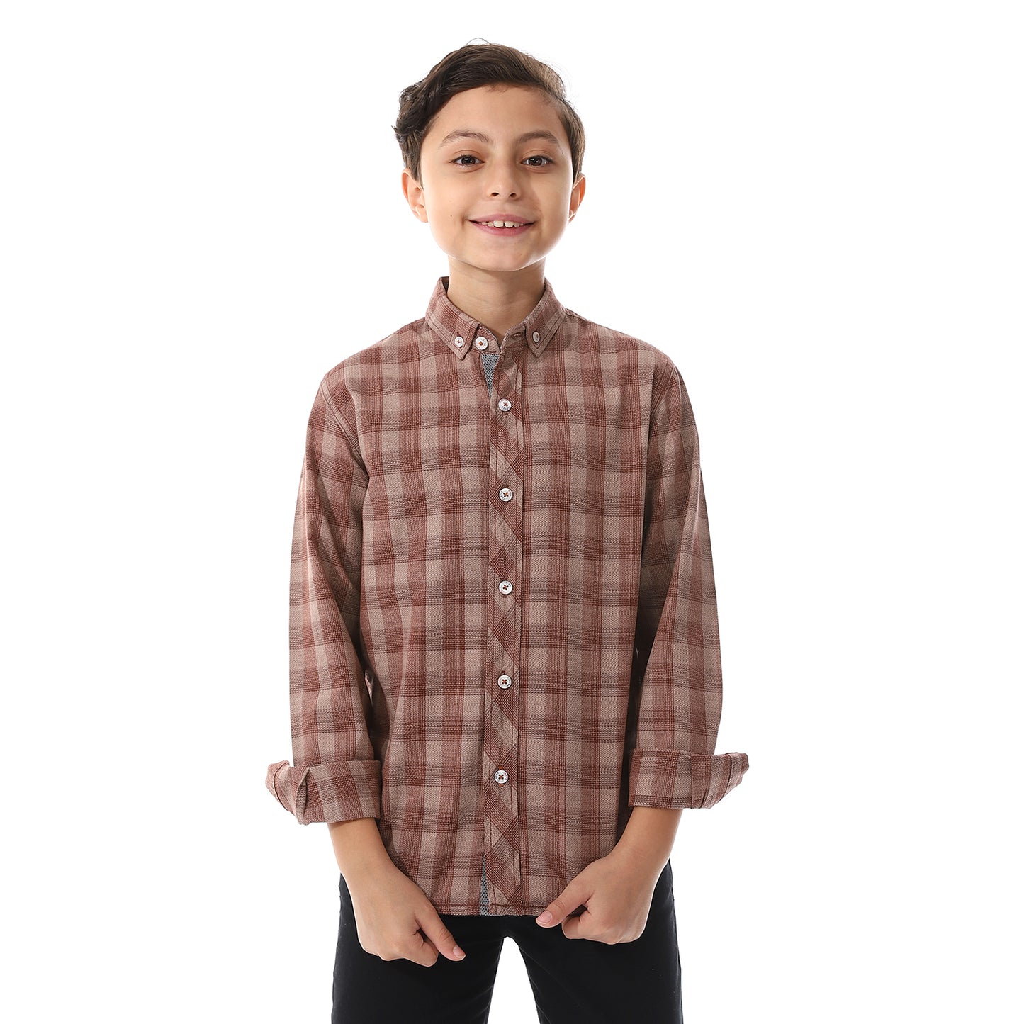 Rust Brown Checkered Cotton Shirt
