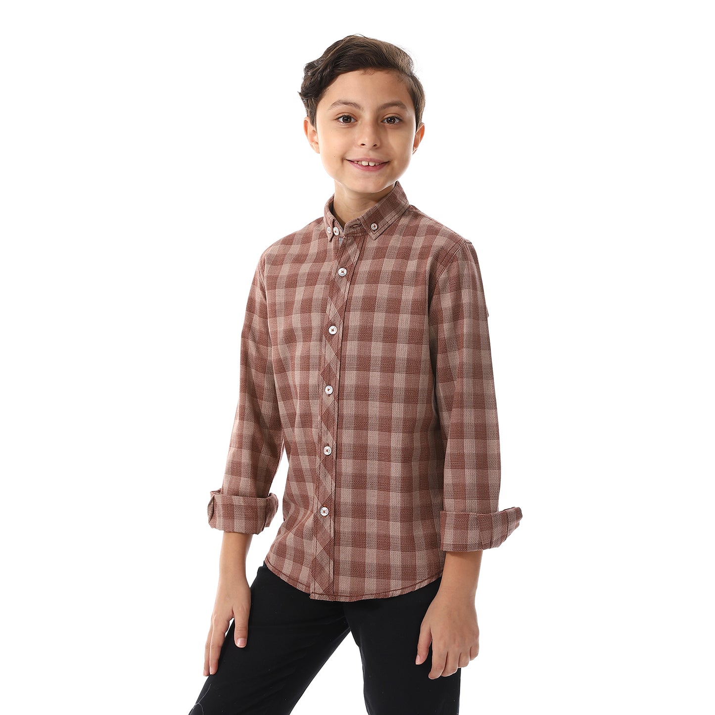 Rust Brown Checkered Cotton Shirt