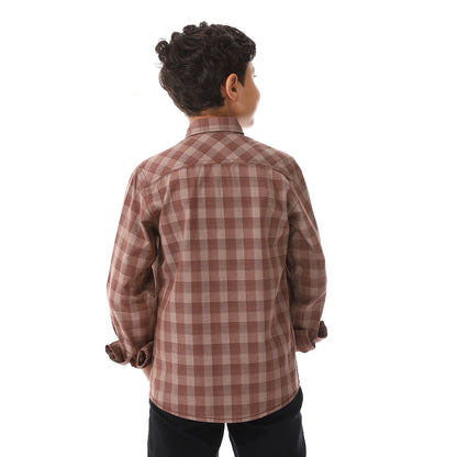Rust Brown Checkered Cotton Shirt