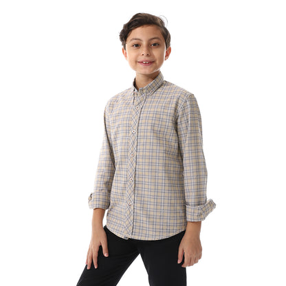 Yellow Checkered Cotton Shirt