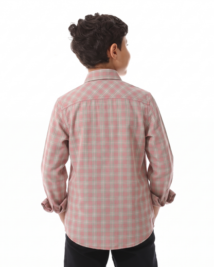 Boys' Classic Plaid Shirt - Pink and Grey