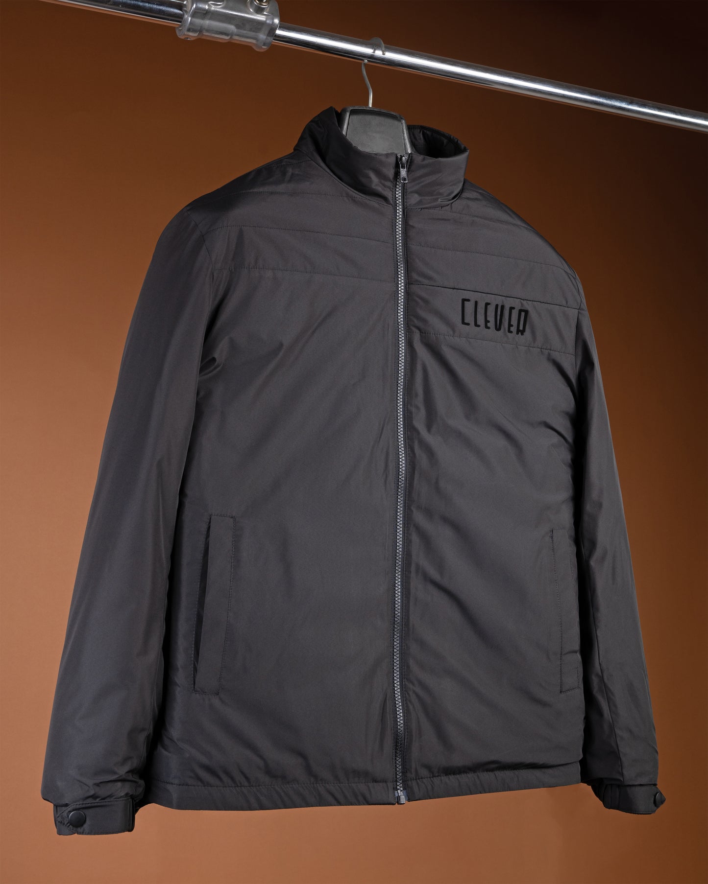 Black Clever Half-Neck Waterproof Jacket