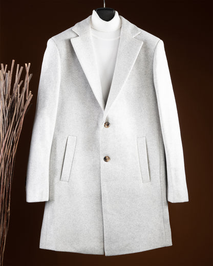Light Grey Classic Wool Long Coat