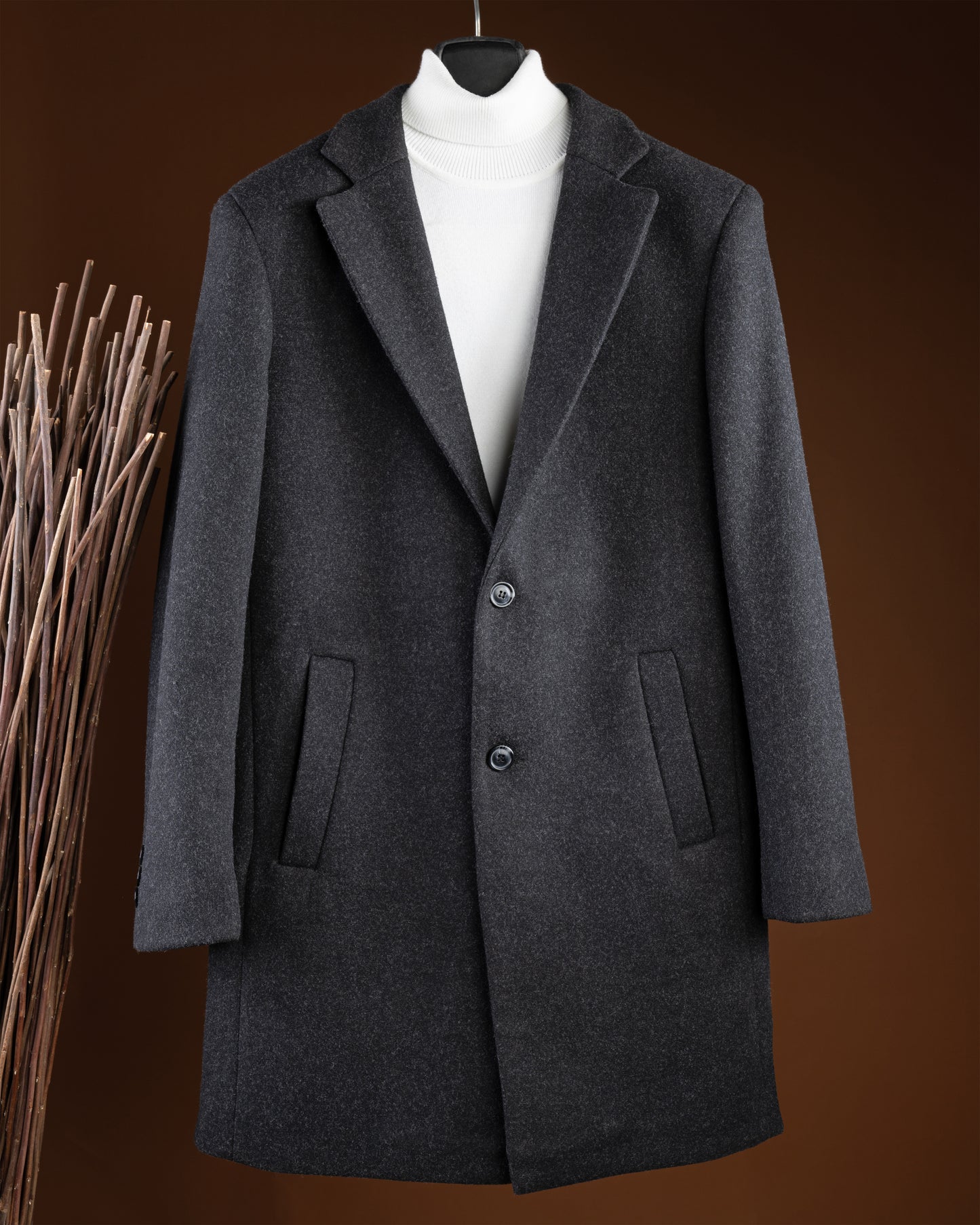 Charcoal Classic Wool Long Coat
