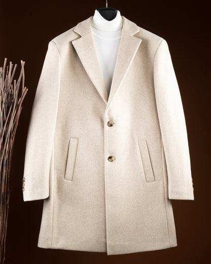 Light Beige Classic Wool Long Coat