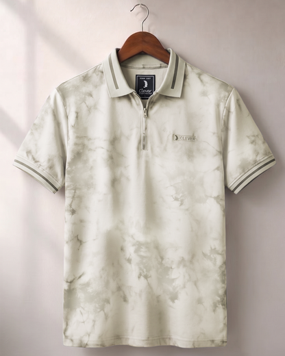 Off_white Half-Zip printed Cotton Polo Shirt