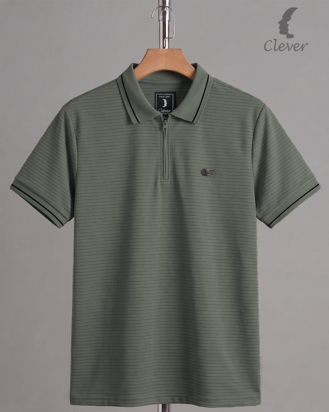 Oil Half-Zip Striped Cotton Polo Shirt