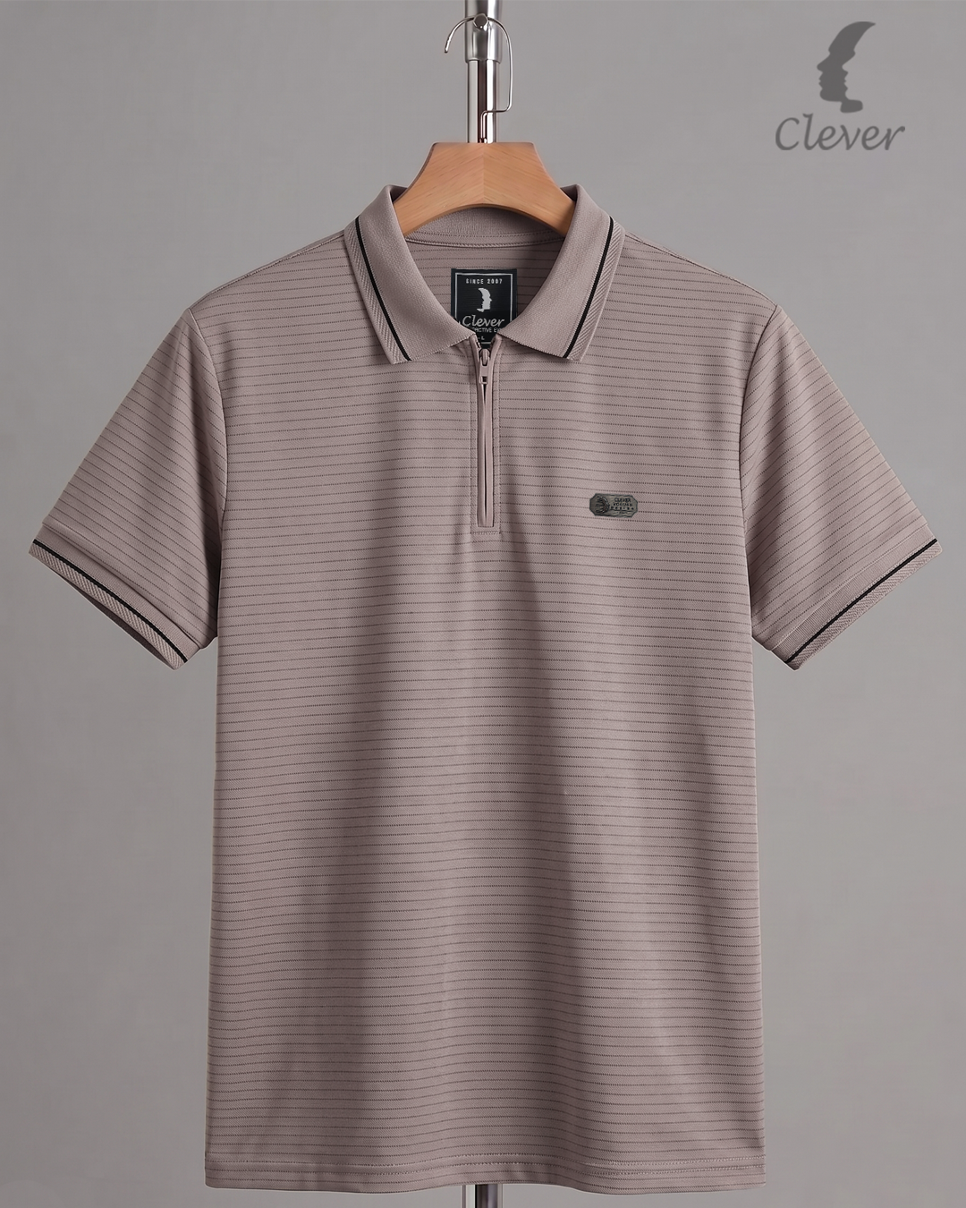 Cashmere Half-Zip Striped Cotton Polo Shirt