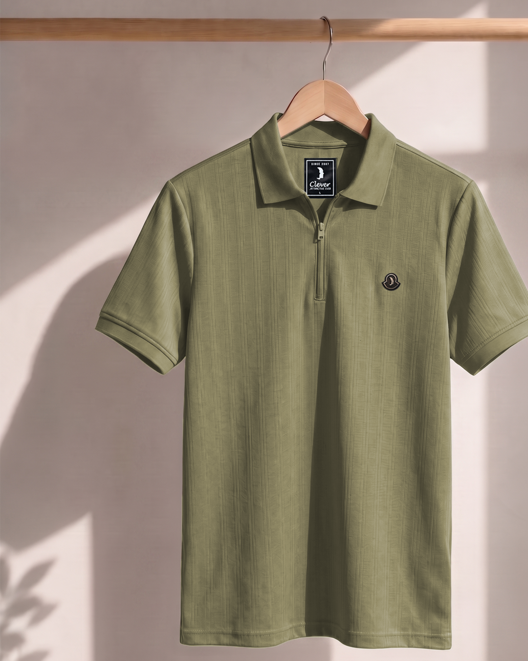 Oil Half-Zip Cotton Polo Shirt