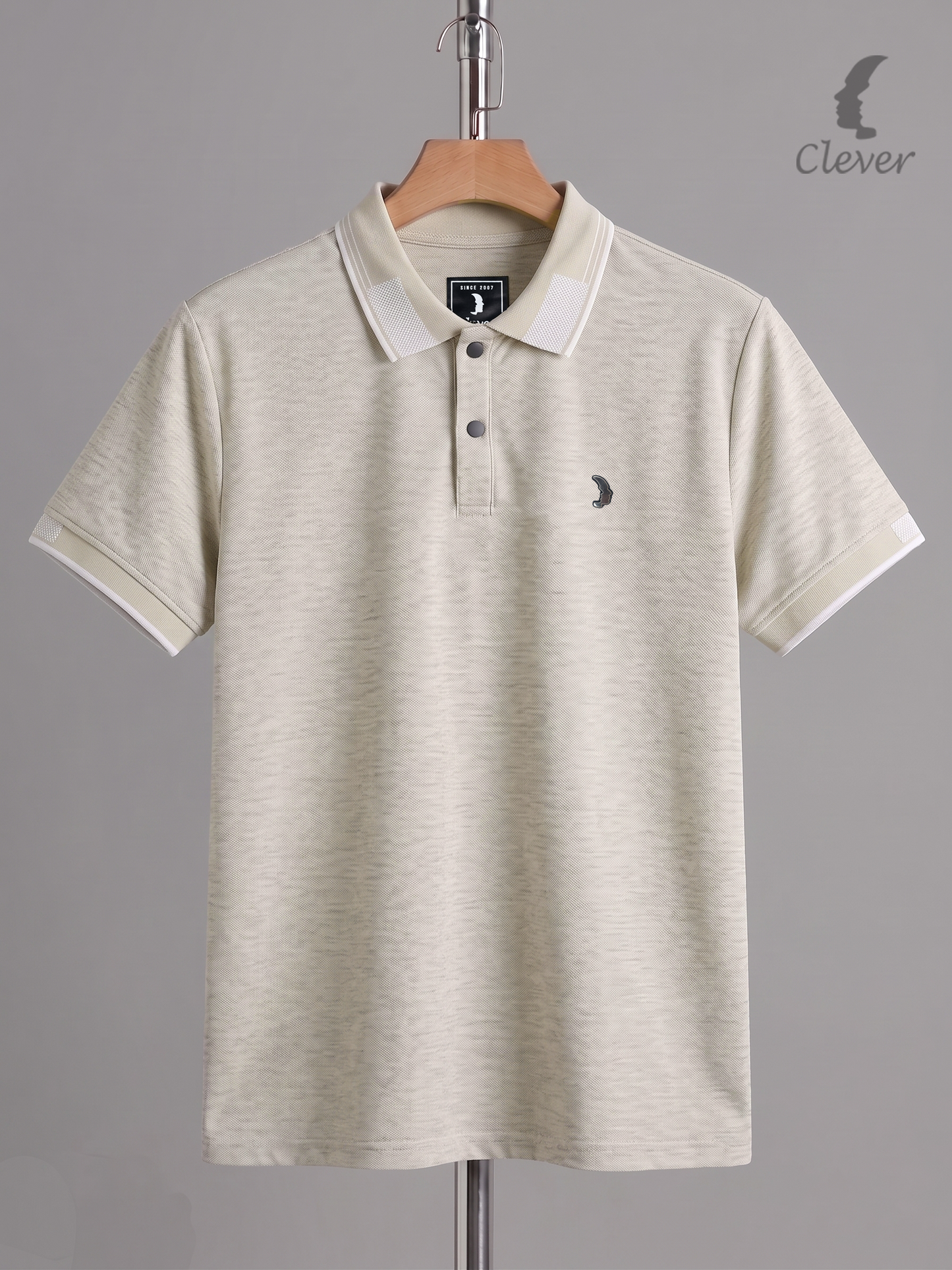 Beige Cotton Contrast Trim Polo Shirt