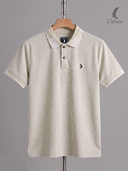 Beige Cotton Contrast Trim Polo Shirt