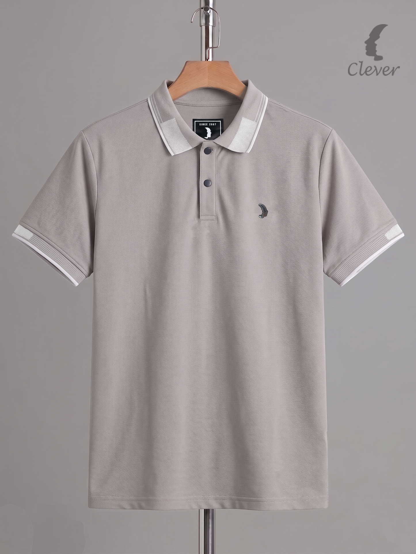Taupe Cotton Contrast Trim Polo Shirt