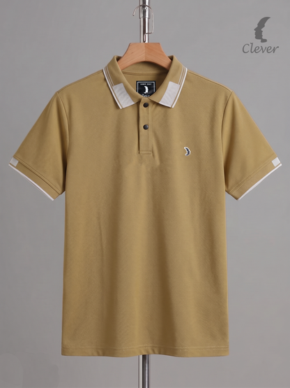 Bronze Cotton Contrast Trim Polo Shirt