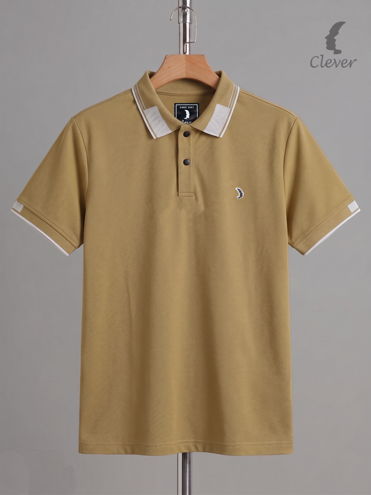 Bronze Cotton Contrast Trim Polo Shirt