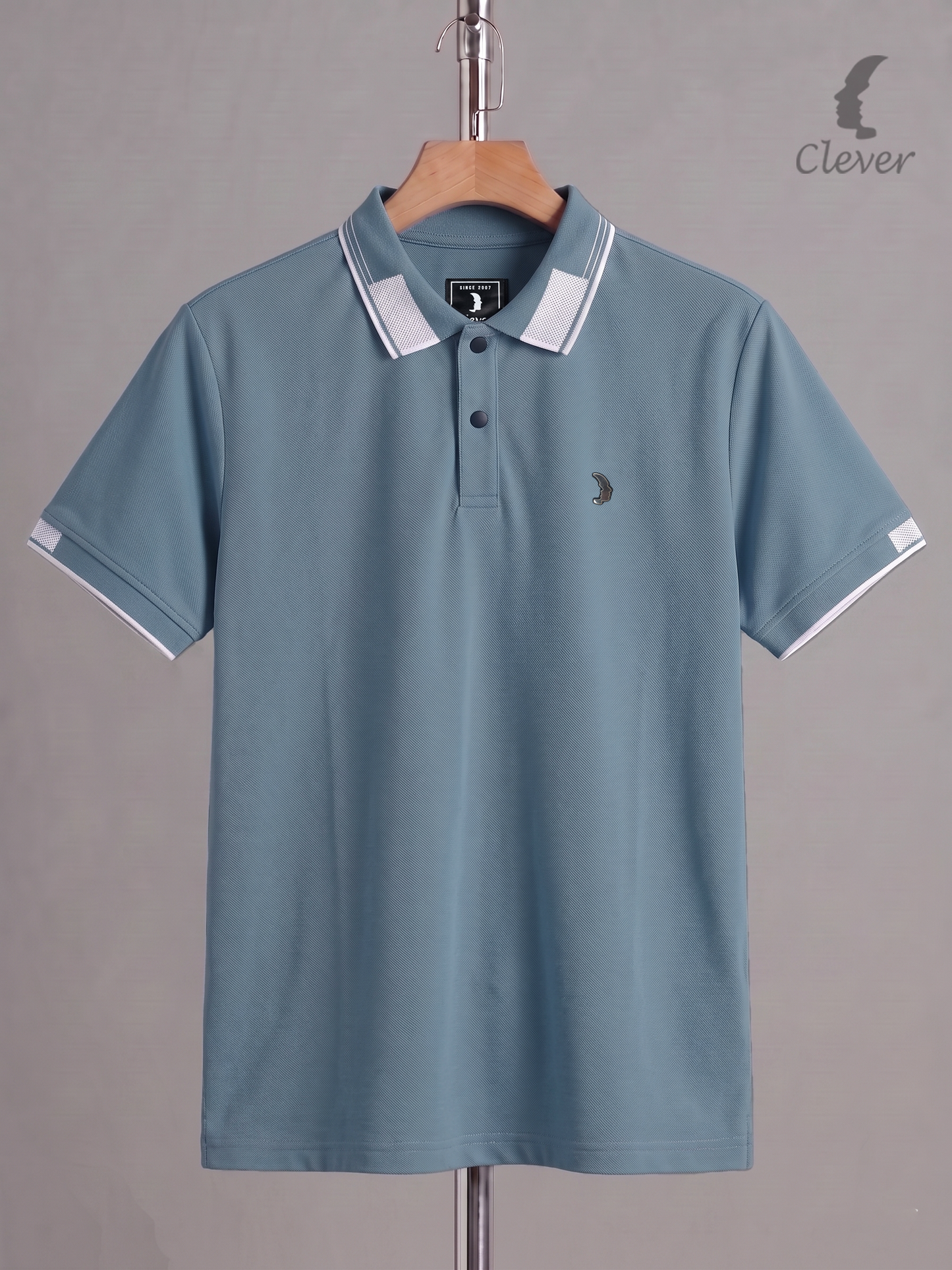 Deep Sky Blue Cotton Contrast Trim Polo Shirt