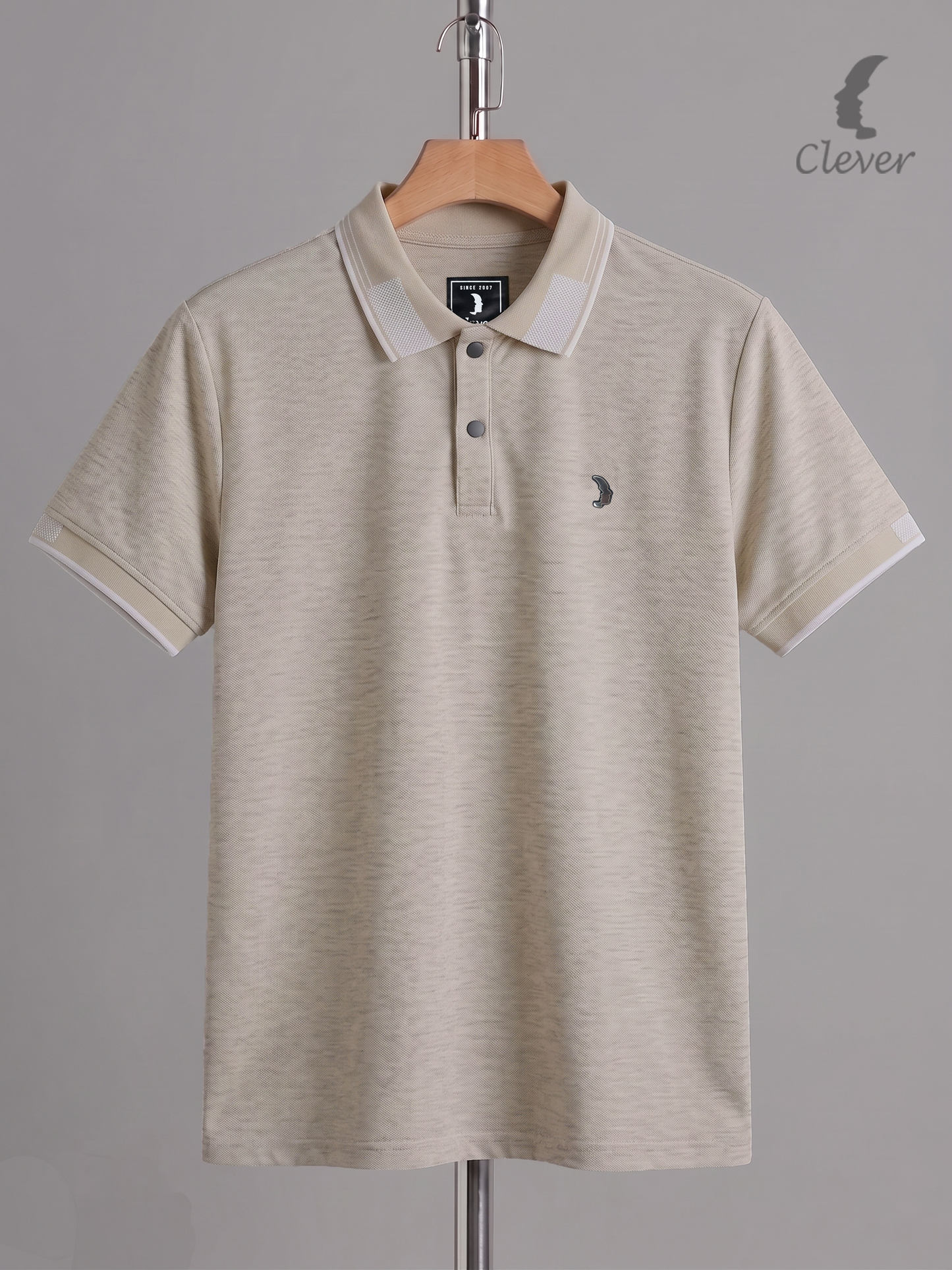 Dark Beige Cotton Contrast Trim Polo Shirt