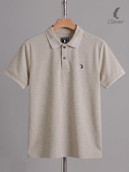 Dark Beige Cotton Contrast Trim Polo Shirt
