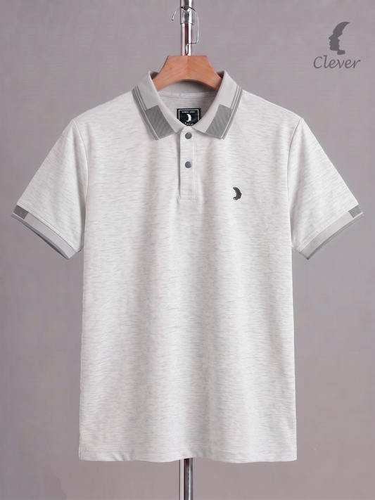 Light Grey Cotton Contrast Trim Polo Shirt