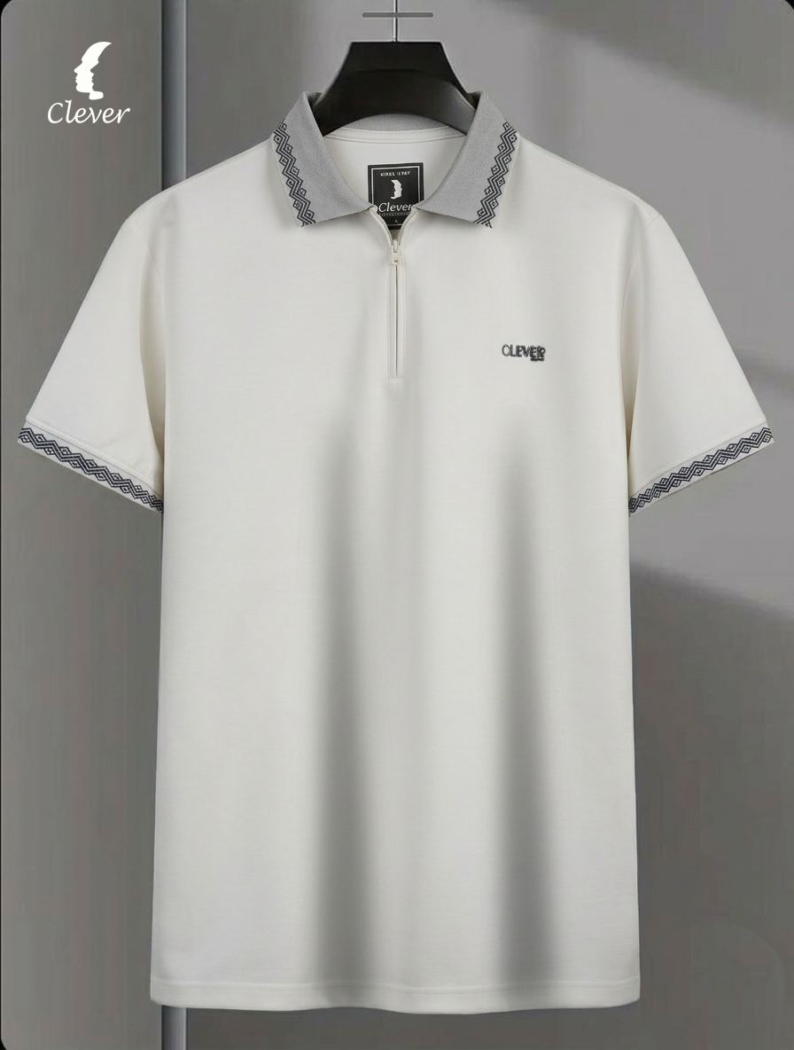 Off-White Half-Zip Cotton Polo Shirt