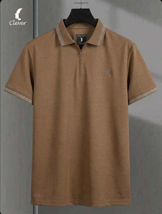Caffee Half-Zip Cotton Polo Shirt