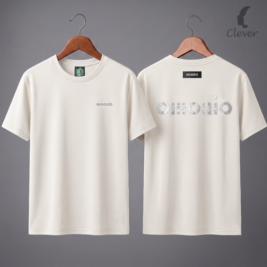 White Over Size Modern Printed Cotton T-Shirt