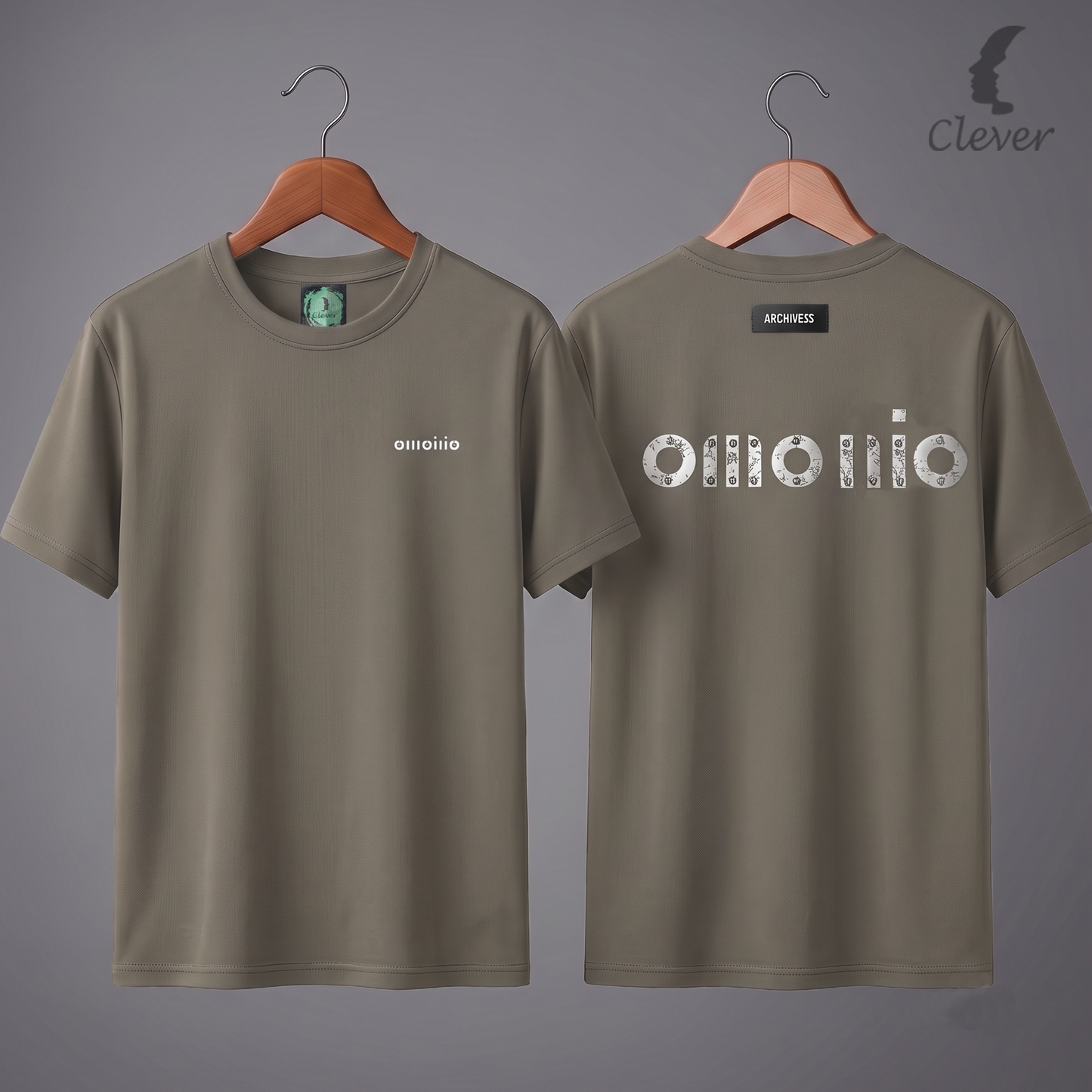 Brown Over Size Modern Printed Cotton T-Shirt
