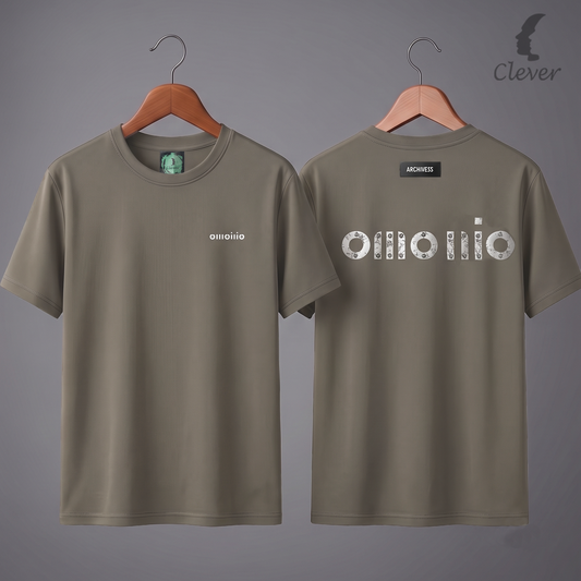 Brown Over Size Modern Printed Cotton T-Shirt