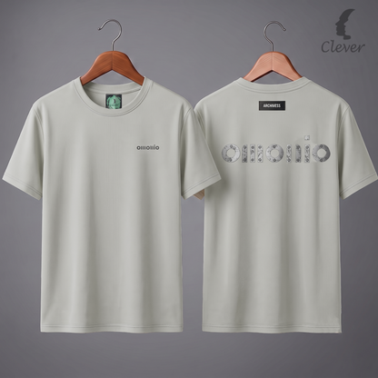 Beige Over Size Modern Printed Cotton T-Shirt