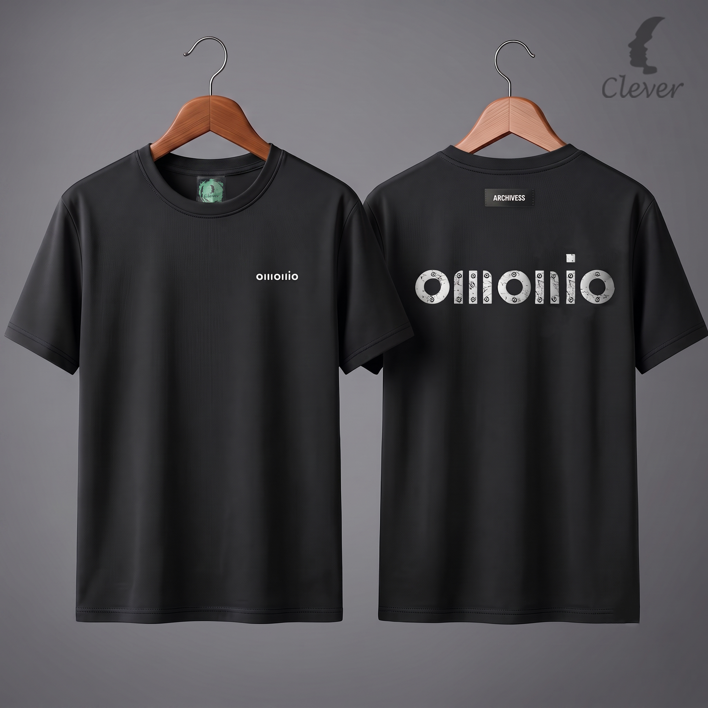 Black Over Size Modern Printed Cotton T-Shirt