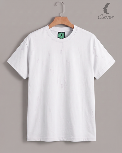 White Over Size Round Cotton T-Shirt