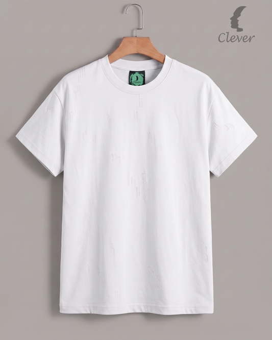 White Over Size Round Cotton T-Shirt