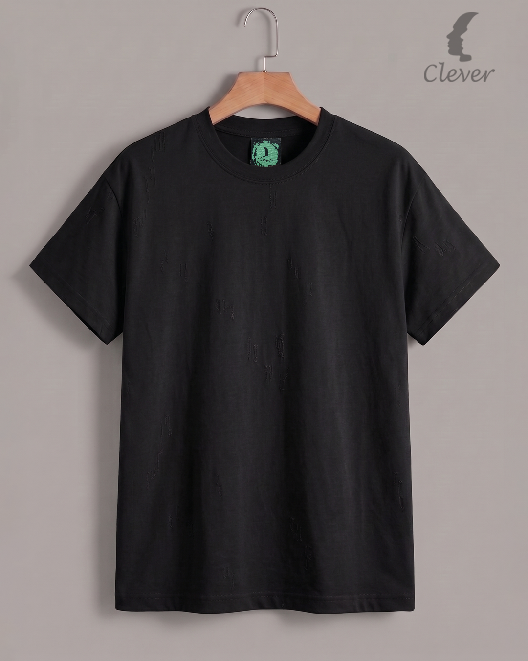 Black Over Size Round Cotton T-Shirt