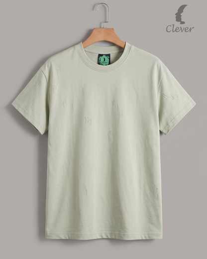 Mint Green Over Size Round Cotton T-Shirt